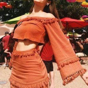 Orange Long Sleeve Crop Top